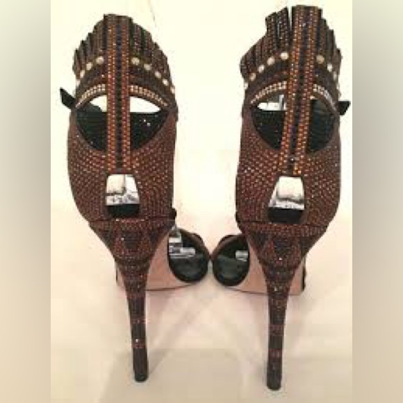 BNIB VALENTINO GLAM MASK TRIBE SUEDE CRYSTAL HEEL SANDAL SIZE Size 40 - Picture 9 of 12